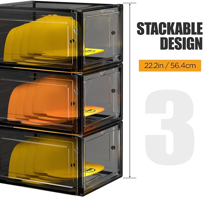 Hat Organizer Box, Stackable Clear Baseball Caps Holder Box Containers - Image 3