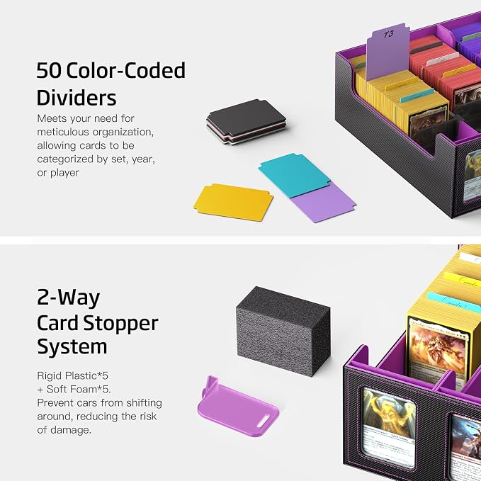Trading Card Storage Box 5-Row 3900+ Capacity, TCG MTG Card Case - Image 4