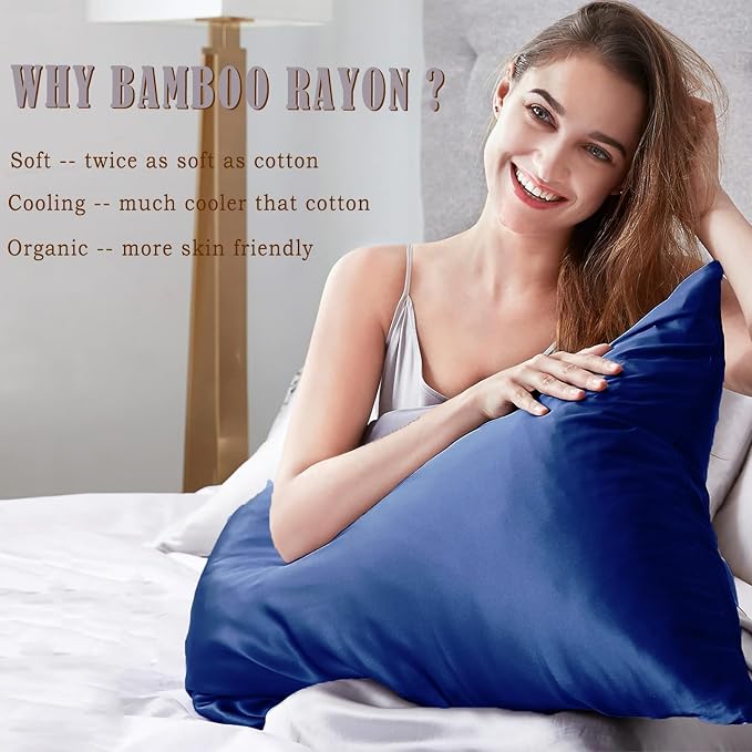 TELUS Pillow Cases Standard Size 2 Pack, Bamboo Rayon Cooling Pillowcases - Image 3