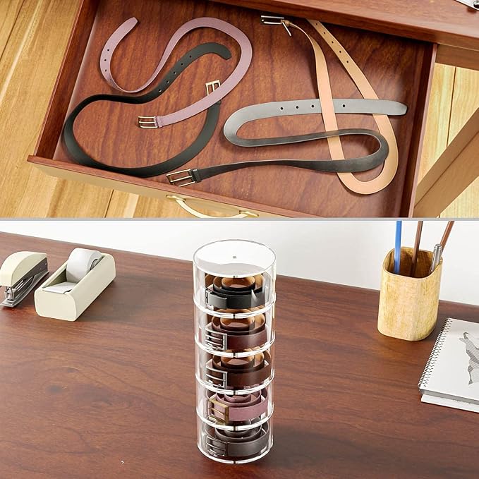 NIUBEE Belt Organizer, Acrylic 10 Layers Belt Case Storage Holder and Display - Image 6