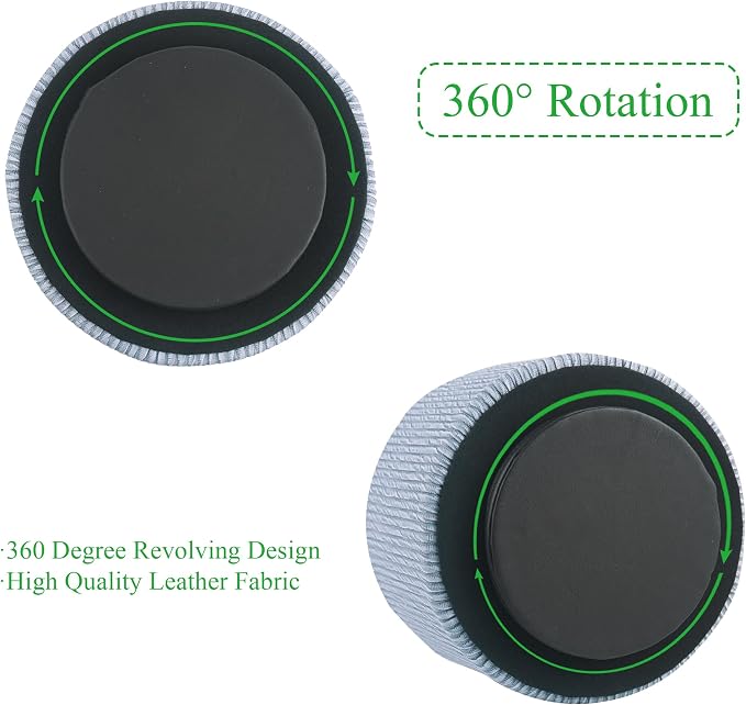 Round Leather Art Supply Organizer, Remote Control Holder, 360 Degree Spinning - Image 4