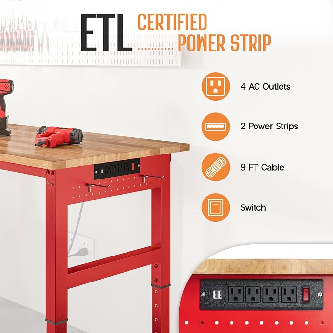 SPECRAFT Red Adjustable Heavy Duty Workbench - Image 6
