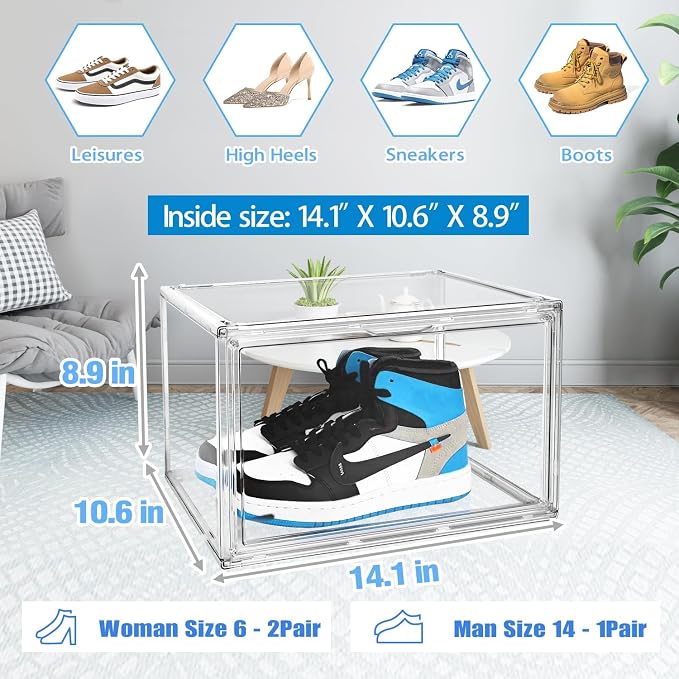 5 Pack Acrylic Shoe Box Size 14, Figures Collectibles Showcase - Image 3