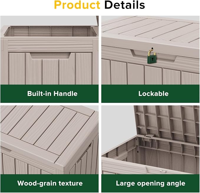 45 Gallon Resin Deck Box, Waterproof Outdoor Storage Box - Image 5