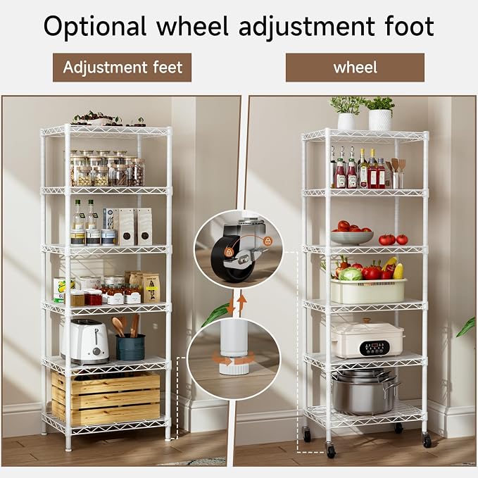 Small 6 Tier Shelf Storage Wire Shelving Unit Metal Shelves Adjustable - Image 5