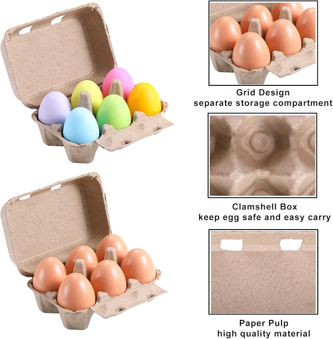 Half Dozen Egg Cartons 100 Pack, Blank Natural Pulp Box 6 Count - Image 3