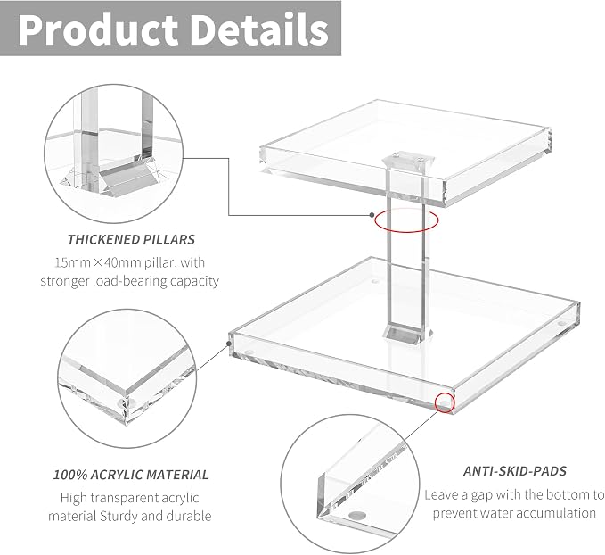 2-Tier Perfume Tray, Acrylic Perfume Stand Organizer Vanity Trays Makeup - Image 3