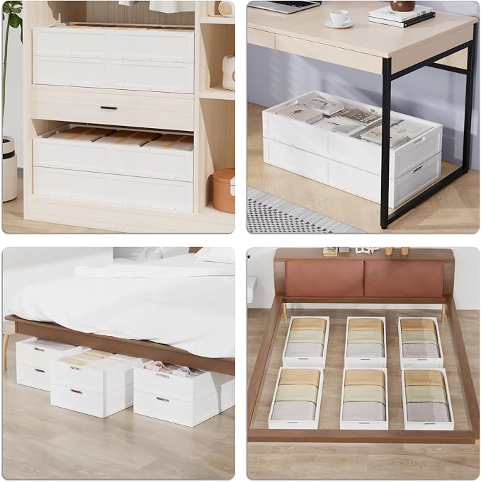 Bamboo Under Bed Storage Containers, Rolling Underbed Organizer - Image 4