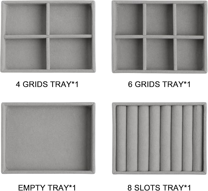 Frebeauty Small Jewelry Tray Set, Stackable Velvet Jewelry Organizer Tray - Image 2