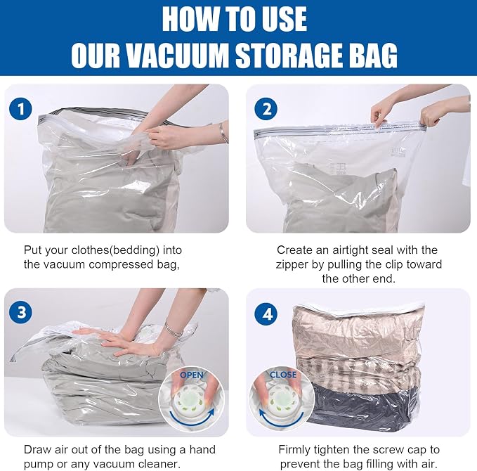 4 Pack Extra Large Thickened Cube Vacuum Seal Storage Bags, Space Saver - Image 3