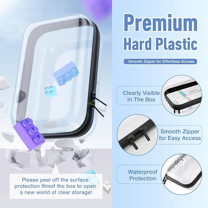 2 Pcs Clear Hard Shell Zipper Case, BIiss Plastic Bins - Image 3