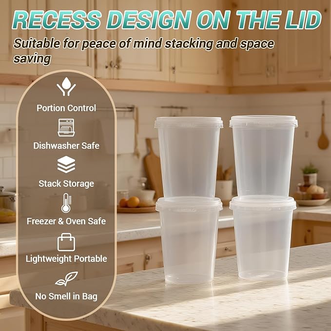 Food Storage Containers, 26 Pack 18 oz Freezer Storage Containers - Image 7