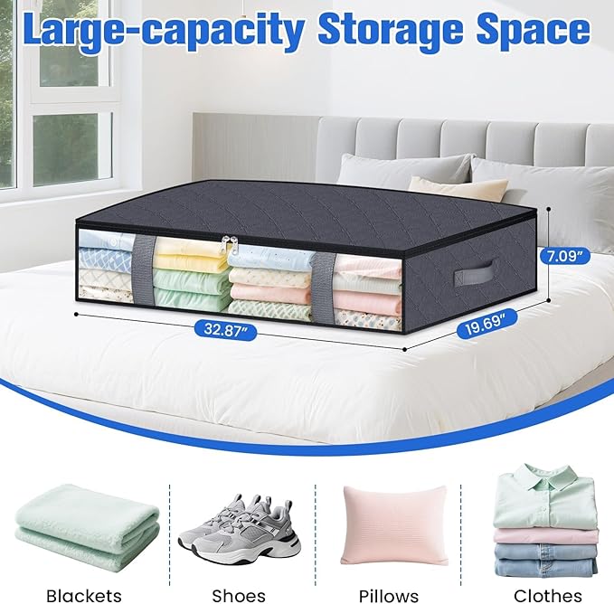 Under Bed Storage Containers, 8 Pack Blanket Storage Bags, Collapsible Storage - Image 2