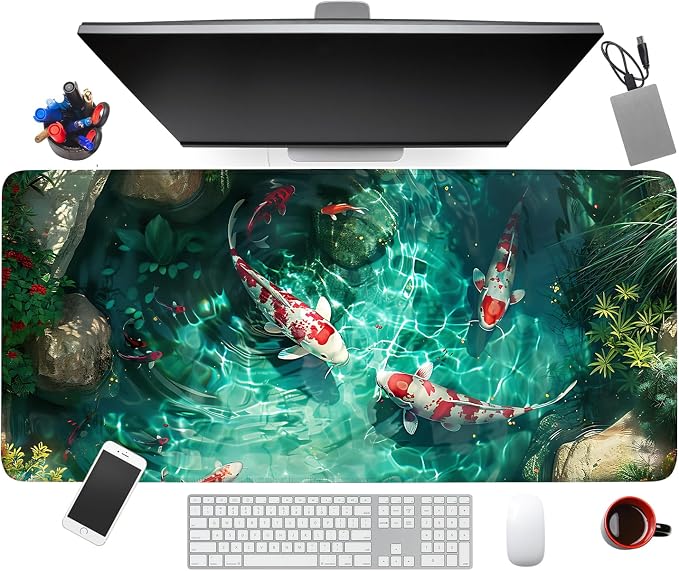 Large Mouse Pad Koi Fish Desk Mat, Extended Gaming Mouse Pad - Image 9