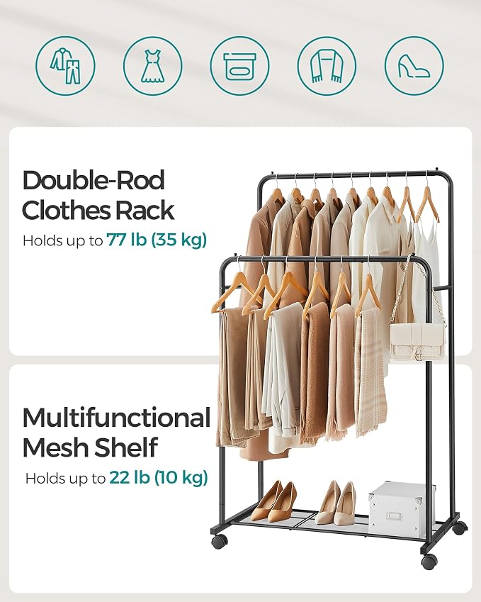 SONGMICS Double Rods Clothes Rack - Image 3