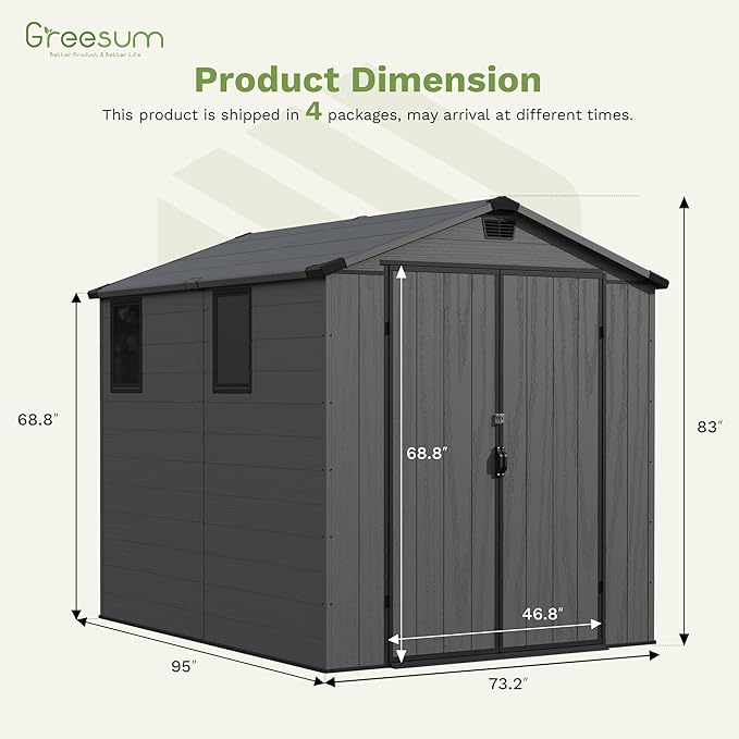 Greesum 6×8FT Plastic Outdoor Storage Shed - Image 3