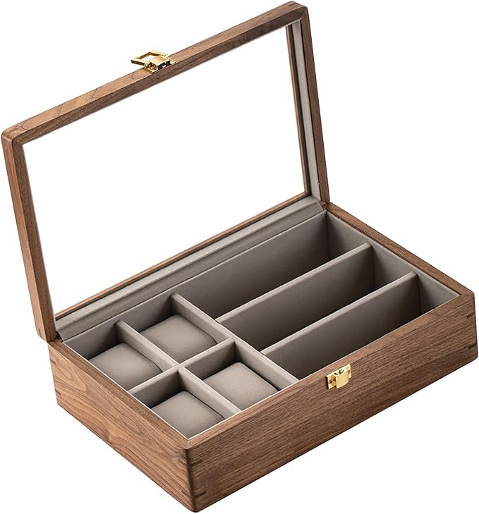 Muso Wood 7 Slot Men's Walnut Watch Box by Musowood