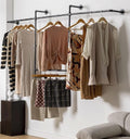 Industrial Pipe Clothing Rack, Hanging Garment Rack, Wall Mounted Pipe Clothes by DOFURNILIM
