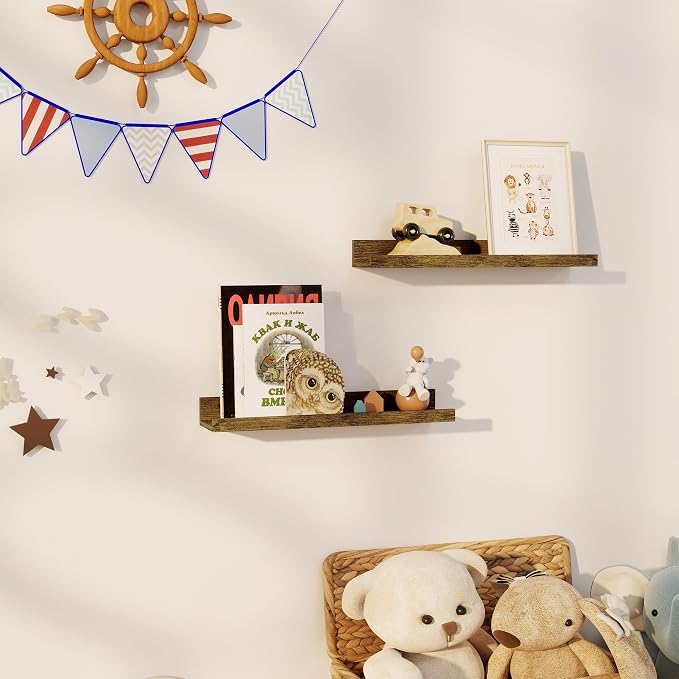 Axeman Floating Shelves for Wall | Picture Ledge Shelf Set of 2 | Rustic - Image 2