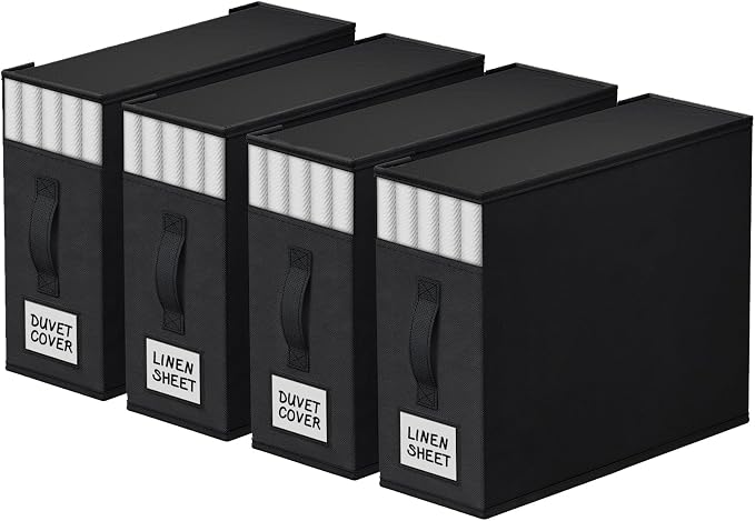 4 Pack Bed Sheet Closet Organizers and Storage, Sturdy Foldable Storage by StorageTastic