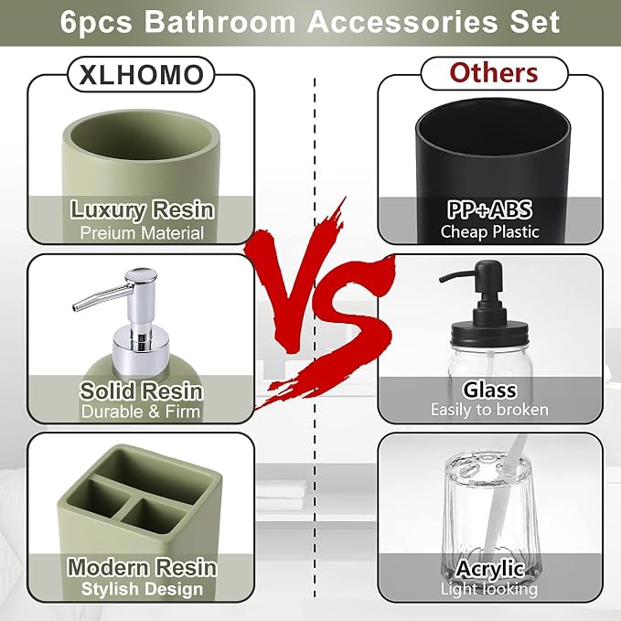 Resin 6 Pcs Green Bathroom Set Complete - Image 3