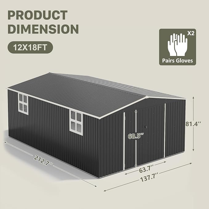 Polar Aurora 12x18 FT Outdoor Storage Shed, Garden Shed - Image 4