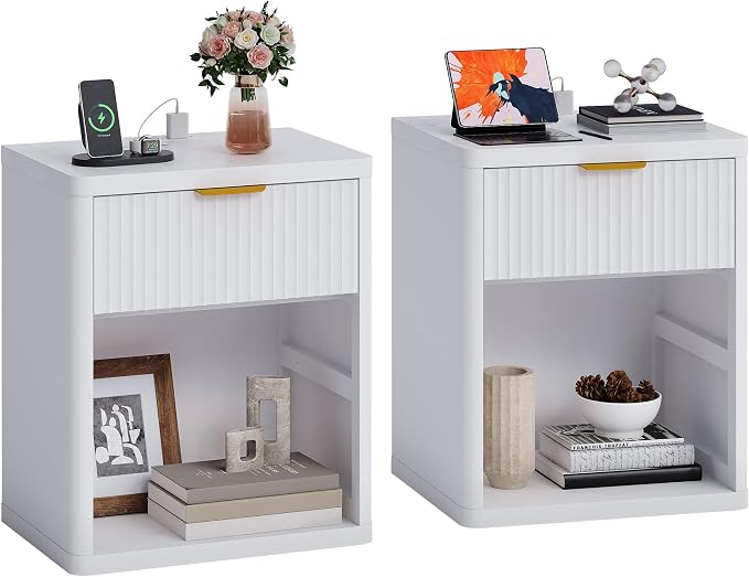 Fluted Nightstand Set of 2 by Boaeatu