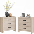 WAMPAT Farmhouse 3 Drawer Nightstand Set of 2, Large Wood Bedside Tables by WAMPAT