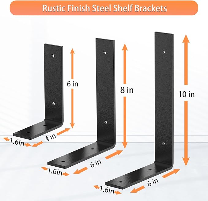 L Shelf Brackets10 inch, Industrial Modern Floating Shelf Support - Image 4
