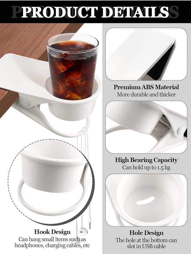 2PCS Drinking Cup Holder Clip, Kalolary Desk Bottle Cup Stand DIY Glass Clamp - Image 3