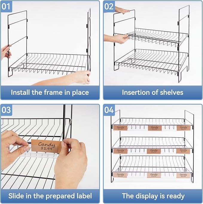 WWN Black 3-Tier Candy Display Rack 24 * 23 * 14inch Versatile Chip and Snack - Image 4