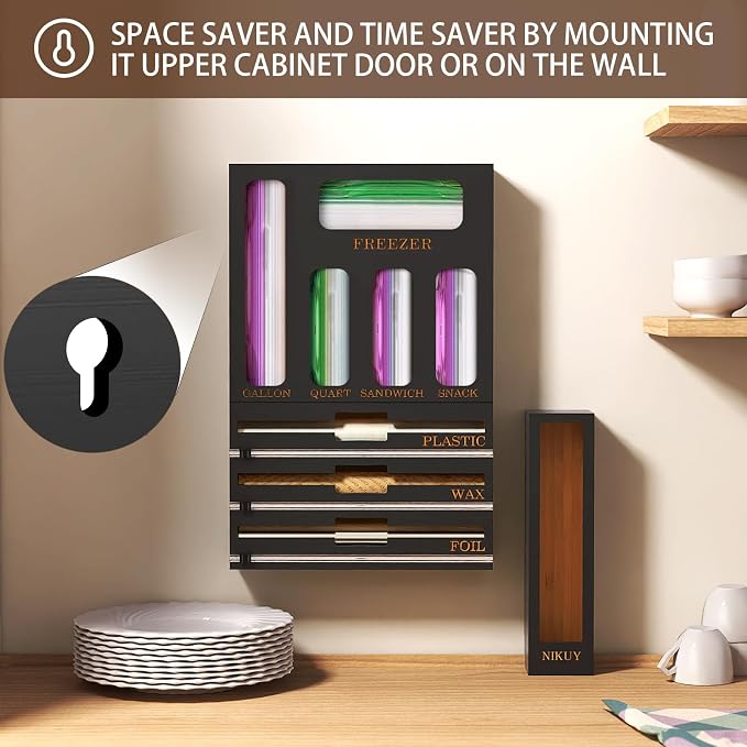 9 IN 1 Bamboo Foil and Plastic Wrap Organizer - Image 5