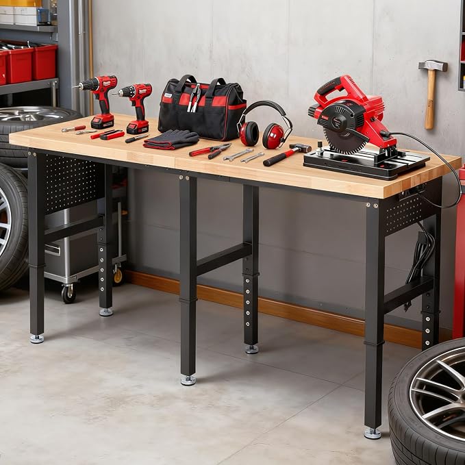 Workbench 72 x 24 Inch Heavy Duty Adjustable Height Work Table - Image 8