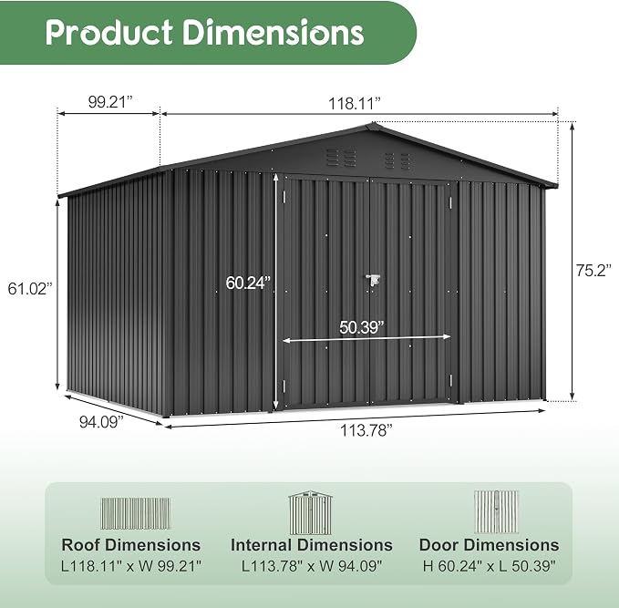 10x8 FT Outdoor Storage Shed - Image 2