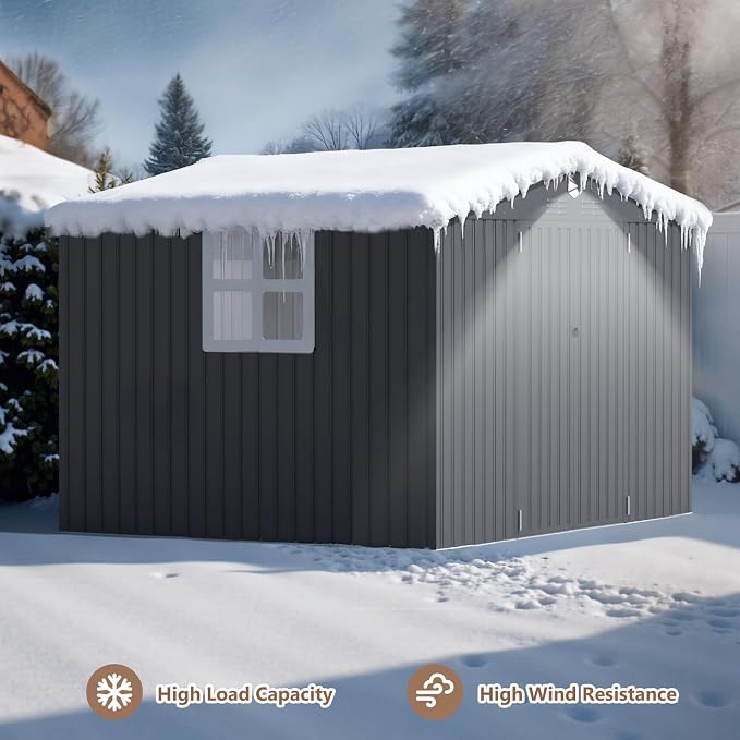 10x8 FT Outdoor Storage Shed, Metal Garden Shed - Image 9