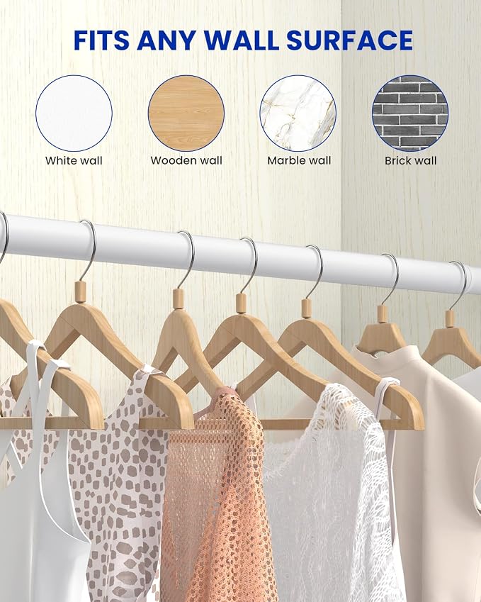 Closet Rods for Hanging Clothes, 17 to 39 Inches Stepless Adjustable Metal - Image 8