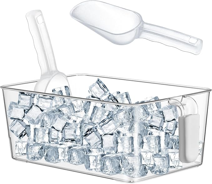 Havawish 1 Set Ice Bin and Flexible Scoop Set Plastic Freezer Ice Bin by Havawish