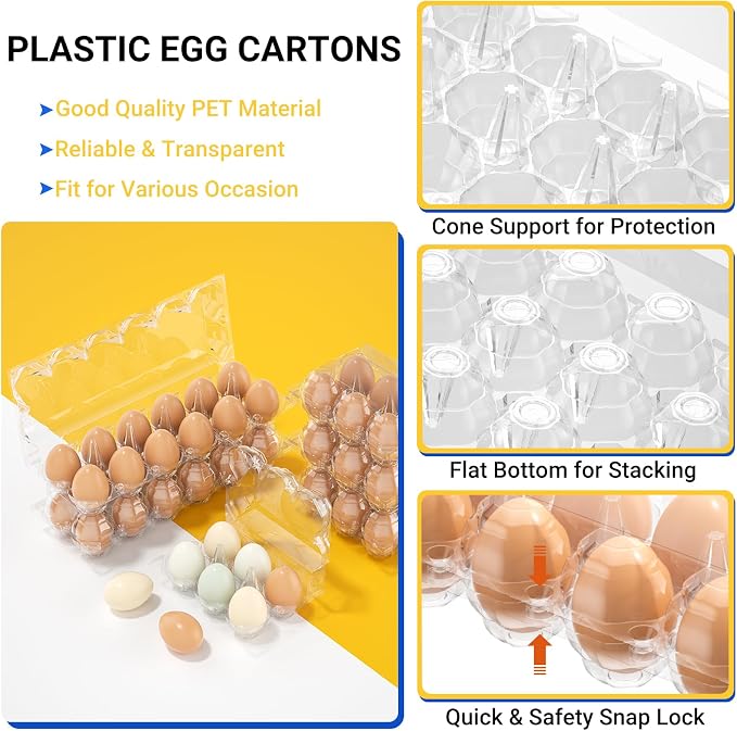 120 Pack Plastic Egg Cartons Cheap Bulk, 3x4 Grids Refrigerator Egg Trays - Image 3