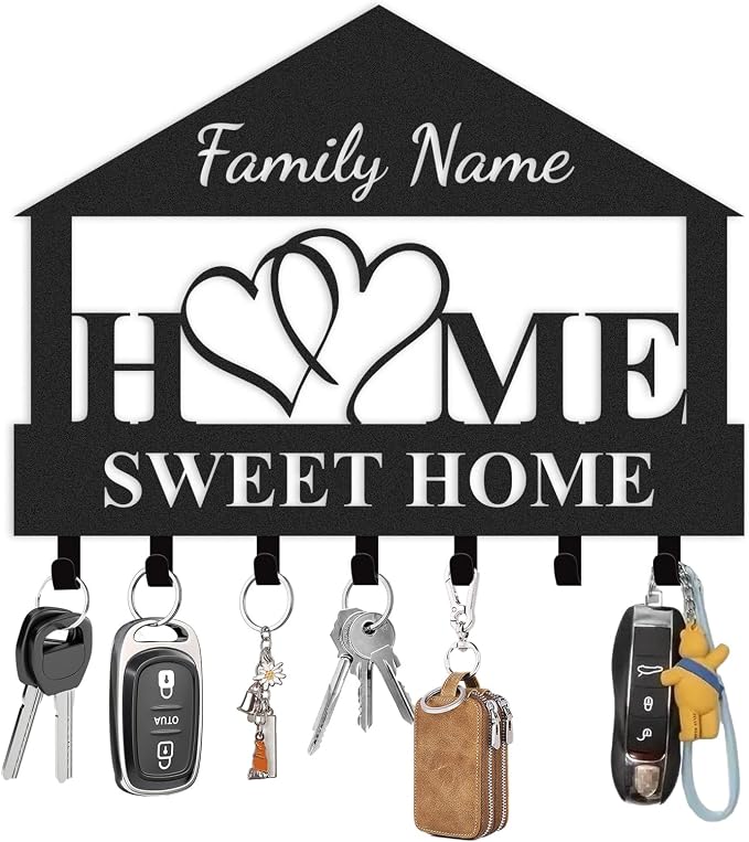 Personalized Key Holder for Wall, Key Holder Wall Mount, Custom Name Coat Rack by Unknown