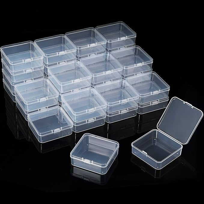 48 Packs Clear Small Plastic Containers Transparent Storage Box by SATINIOR