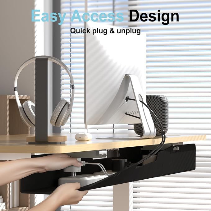 Cable Management for Under Desk, 47.2" Standing Desk Cord Management Tray - Image 3
