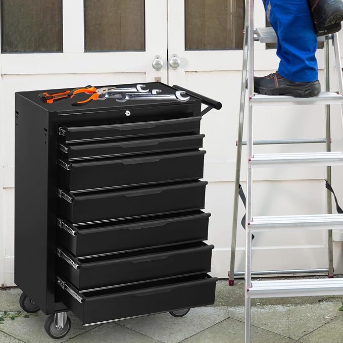 7-Drawer Rolling Tool Chest Cabinet, Large Capacity Metal Tool Box - Image 2