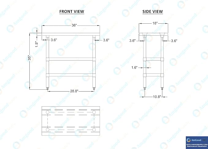 AmGood Stainless Steel Work Table - Image 9