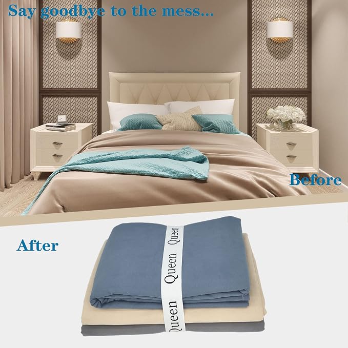 6 Pieces Bed Sheet Organizer Bands, Sheet Organizers and Storage Label Bands - Image 2