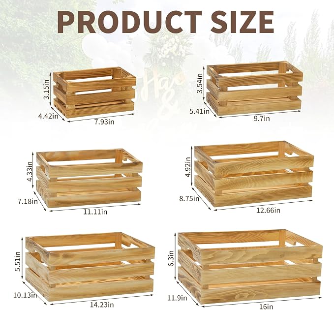 Extra Large 6 Pcs Decorative Wood Crates - Image 2