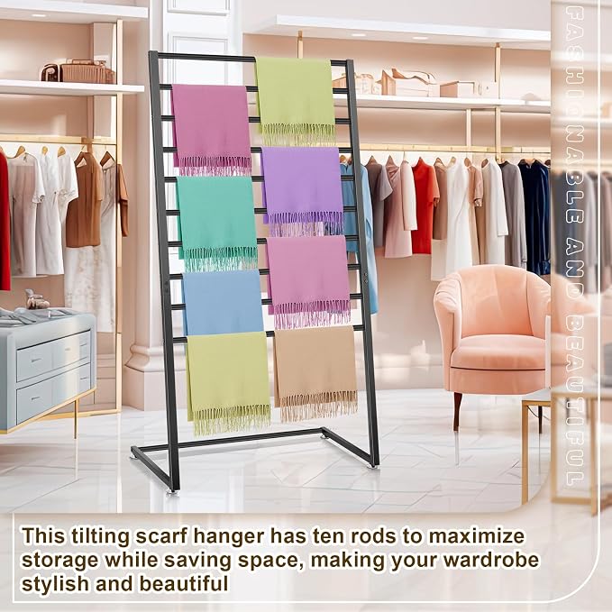 Hijab Organizer, 10 Tier Metal Scarf Holder Organizer, Freestanding Scarf Shawl - Image 3