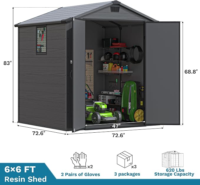 Devoko 6x6 FT Plastic Outdoor Storage Shed - Image 4