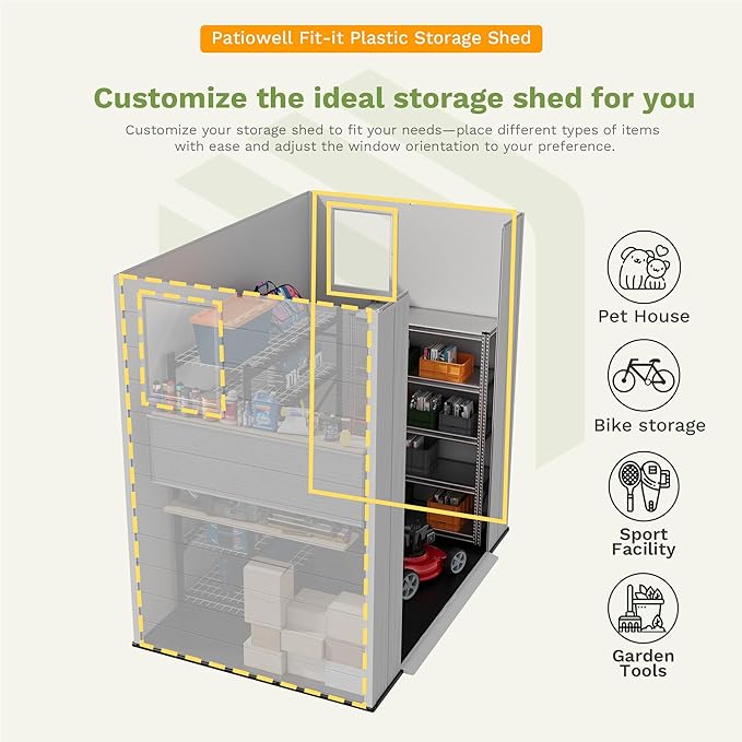 Patiowell 6X4 FT Outdoor Storage Shed, Plastic Tool Sheds - Image 6