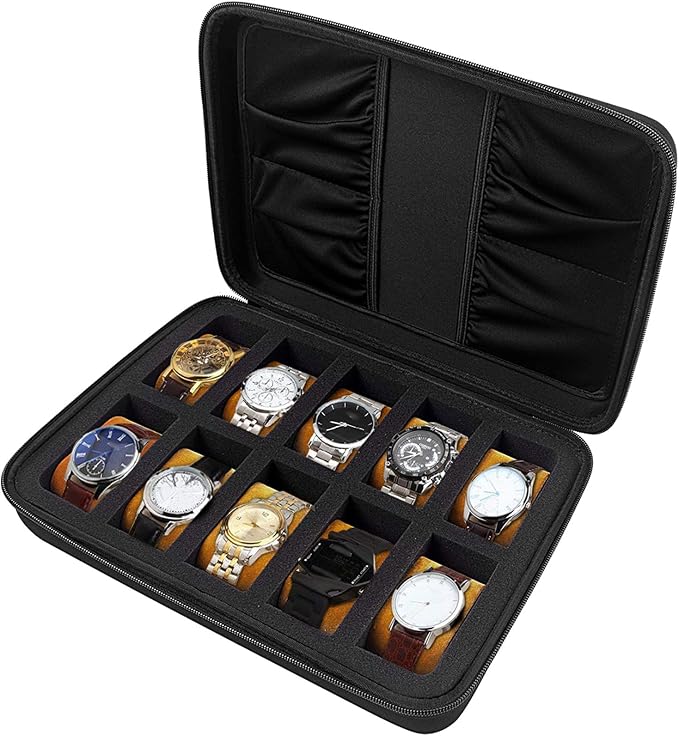 Comecase 10 Slots Watch Box Organizer/Men Watch Display Storage Case Fits All by COMECASE