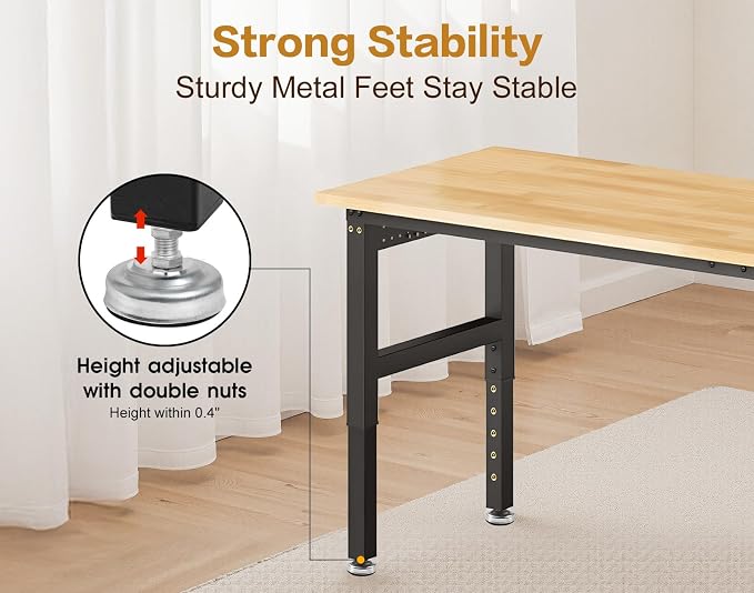72” Heavy Duty Workbench, 5000 LBS Capacity Adjustable Work Bench - Image 6